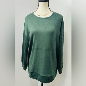 OFEEFAN Women's Long Sleeve Shirts Spring Blouses Round Neck  Green  Velvet M